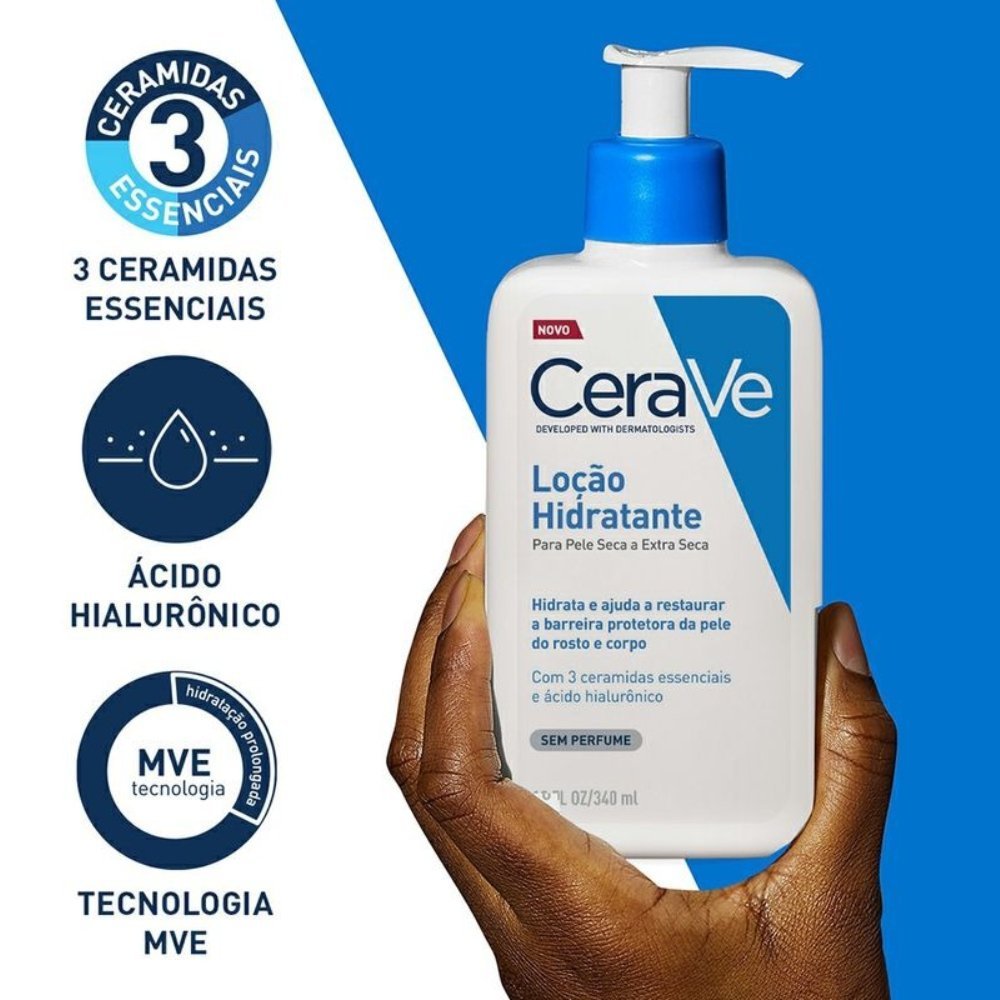 Creme Hidratante Corporal Cerave Ácido Hialurônico Ceramidas Para Pele Seca 340ml 340ml 2