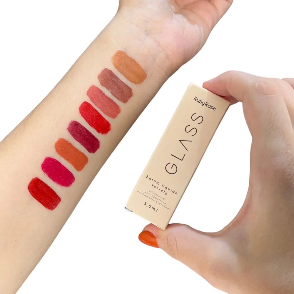 Batom Líquido Ruby Rose Velvety Glass Bg07 3,5ml Bg07 3