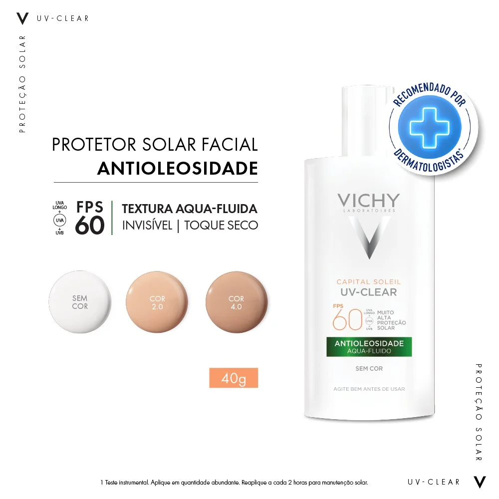 Protetor Solar Facial Vichy Capital Soleil Uv-clear Sem Cor Fps60 40g 40g 4