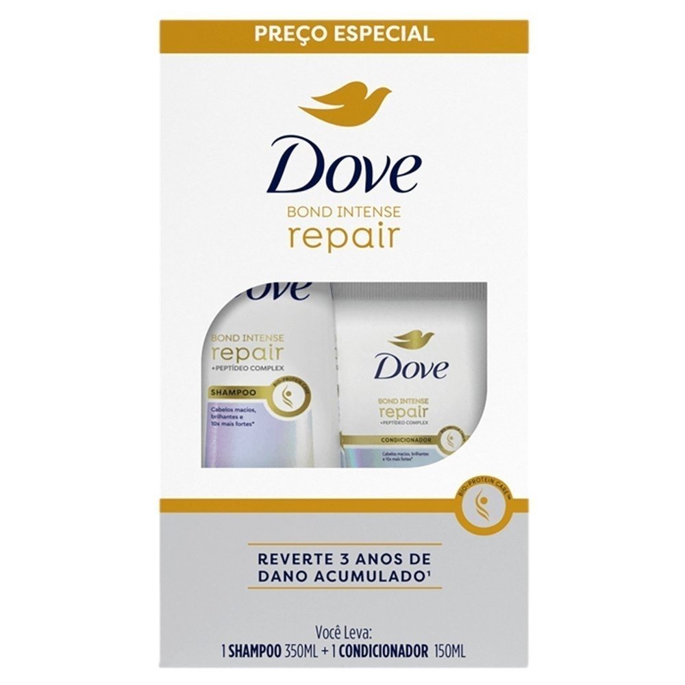 Kit Dove Bond Intense Repair Shampoo 350ml + Condicionador 150ml ÚNICO 1