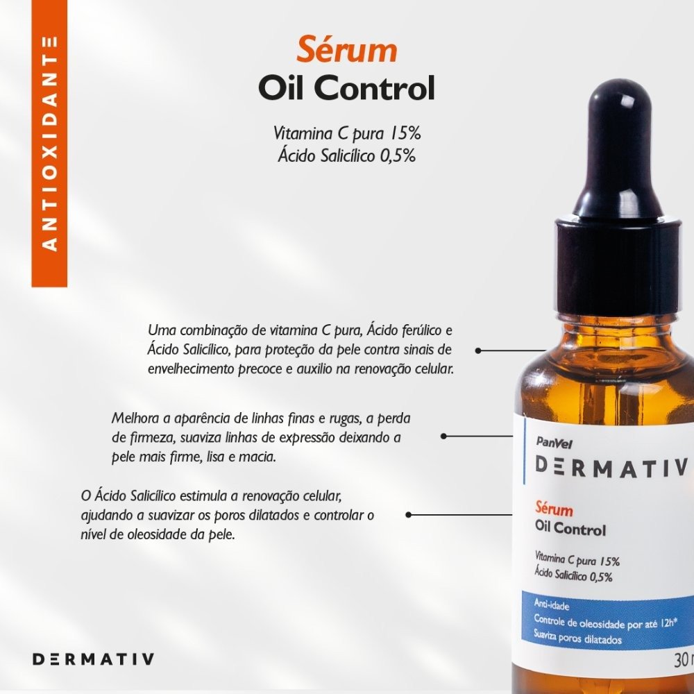 Sérum Facial Vitamina C + Ácido Salicílico Panvel Dermativ 30ml 30ml 3