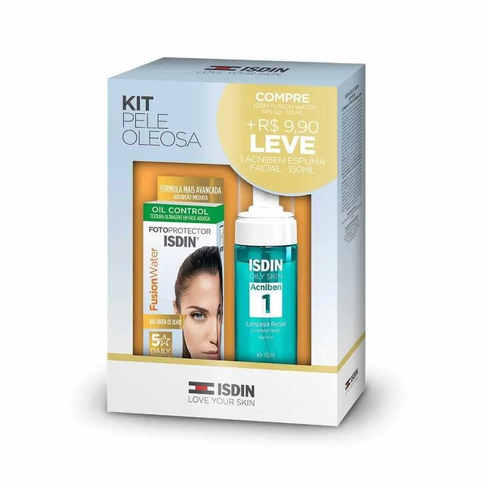 Kit Isdin Protetor Solar Facial Fusion Water Fps60 50ml + Espuma Facial Acniben 150ml ÚNICO 1