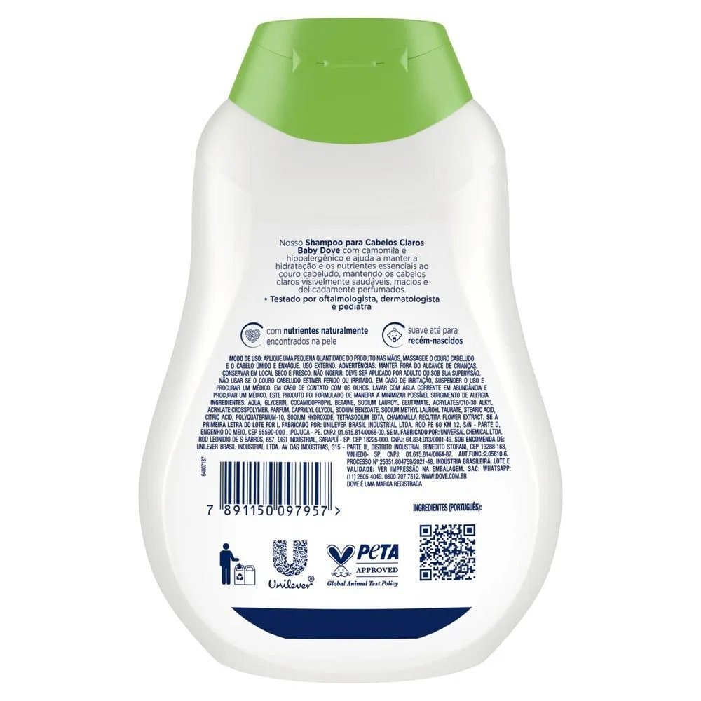 Shampoo Hidratação Glicerinada Camomila Dove Baby 400ml 400ml 2