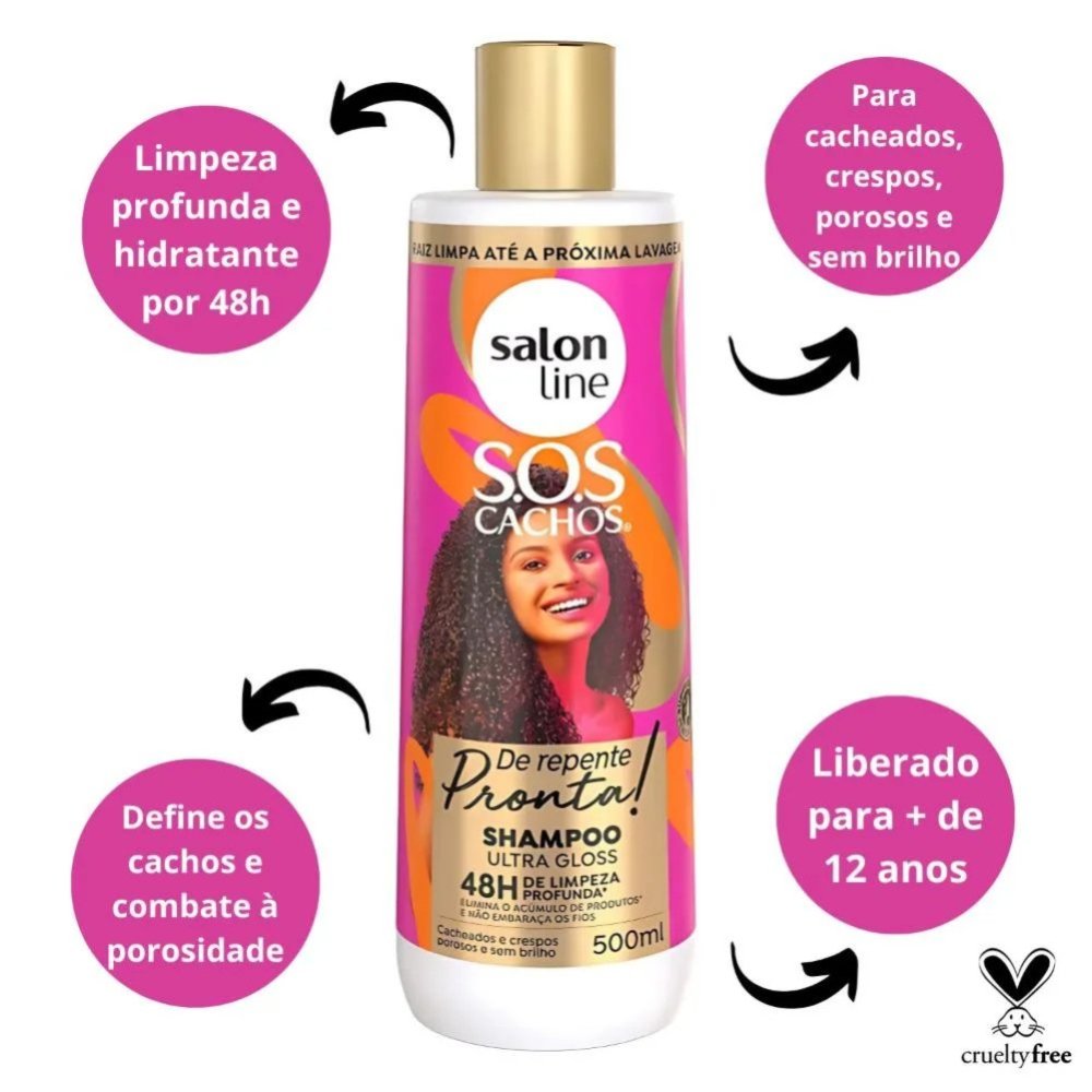 Shampoo Sos Cachos Ultra Gloss Salon Line De Repente Pronta 500ml 500ml 2