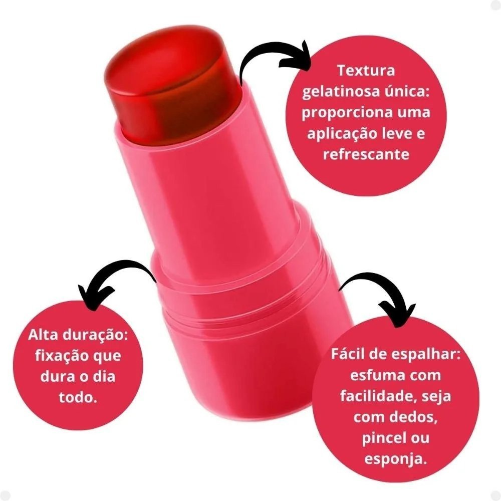 Blush Multifuncional Em Bastão Ricca Jelly Tint 3 Em 1 Cereja 5g Cereja 3