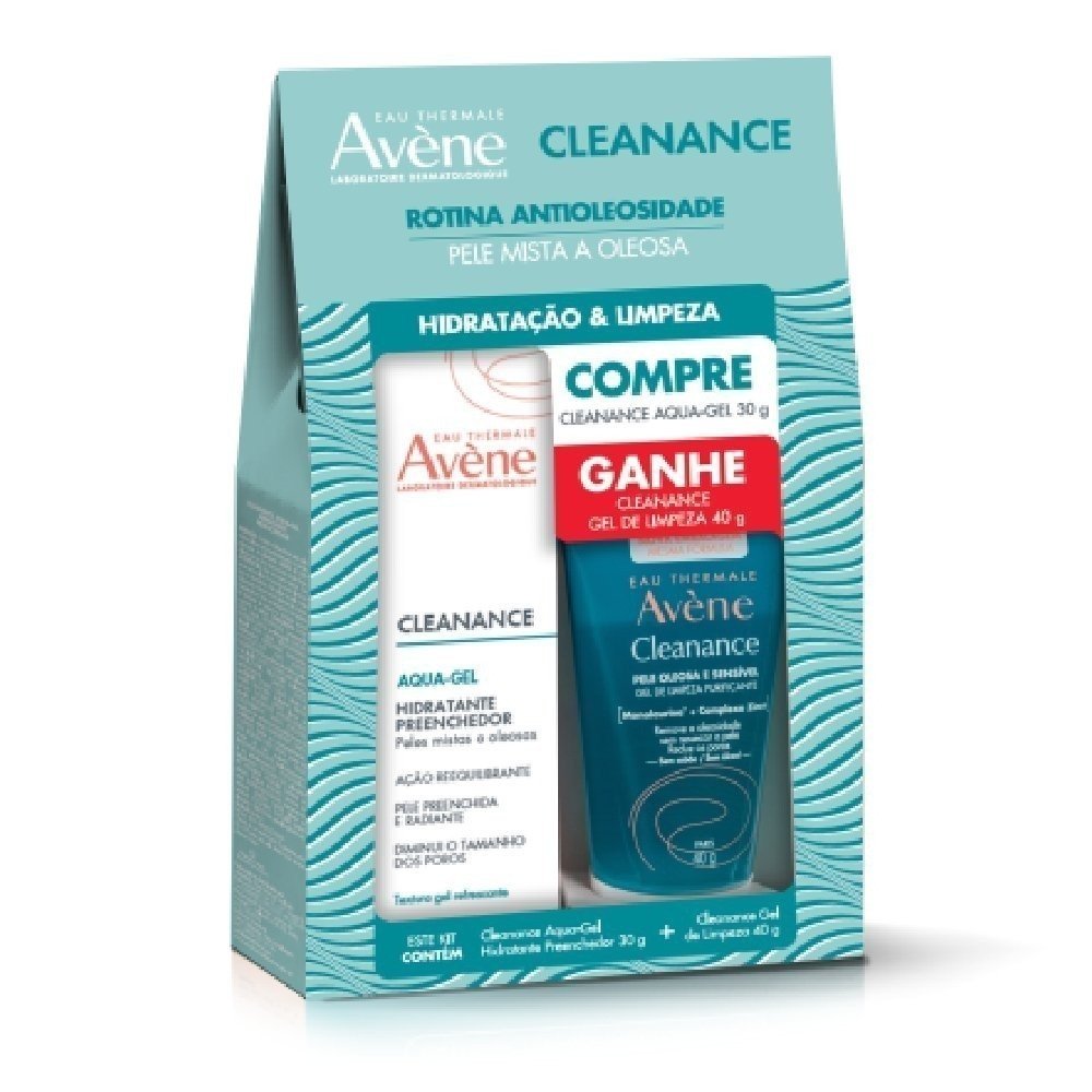 Kit Avène Cleanance Hidratante Aqua-gel 30g + Gel De Limpeza 40g ÚNICO 1