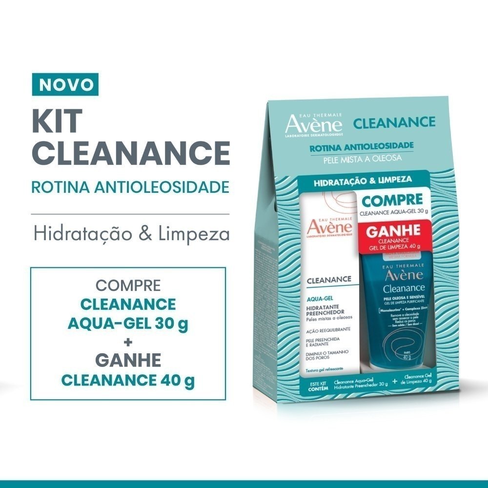 Kit Avène Cleanance Hidratante Aqua-gel 30g + Gel De Limpeza 40g ÚNICO 2