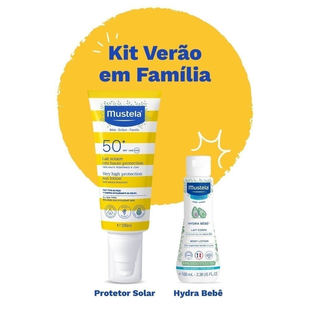 Kit Mustela Verão Em Família Protetor Solar Fps 50 200ml + Hydra Bebê 100ml ÚNICO 3