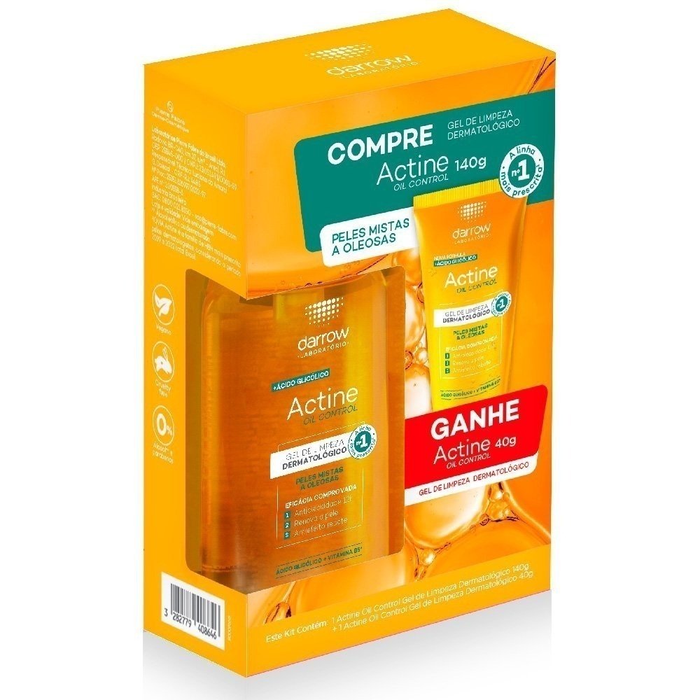 Kit Gel De Limpeza Facial Actine Oil Control 140g + 40g ÚNICO 2