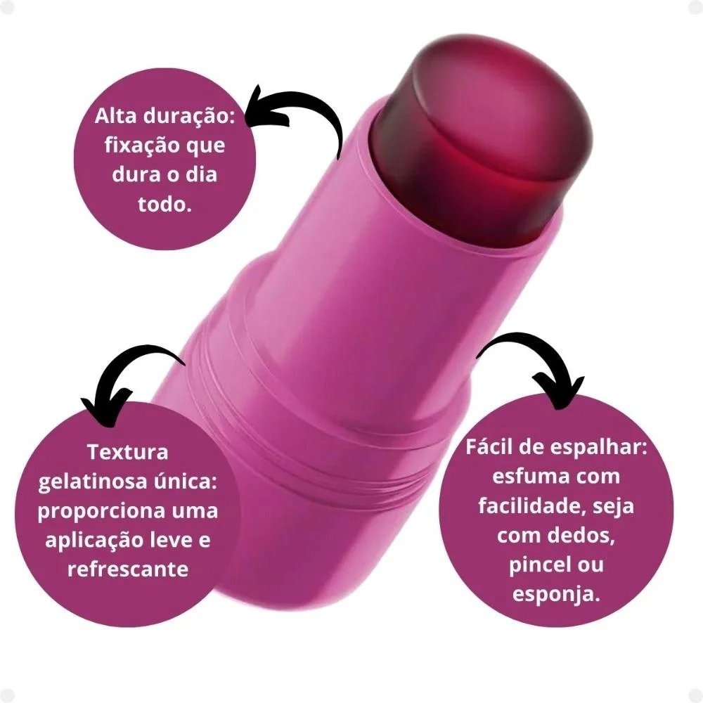 Blush Multifuncional Em Bastão Ricca Jelly Tint 3 Em 1 Vinho 5g Vinho 3
