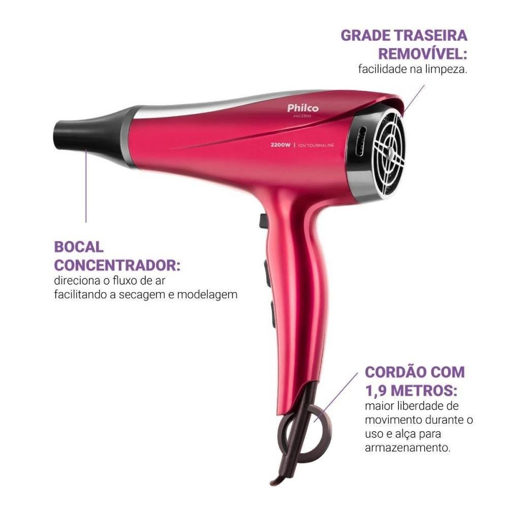 Secador De Cabelo Philco Psc2300 Bivolt Vermelho 4