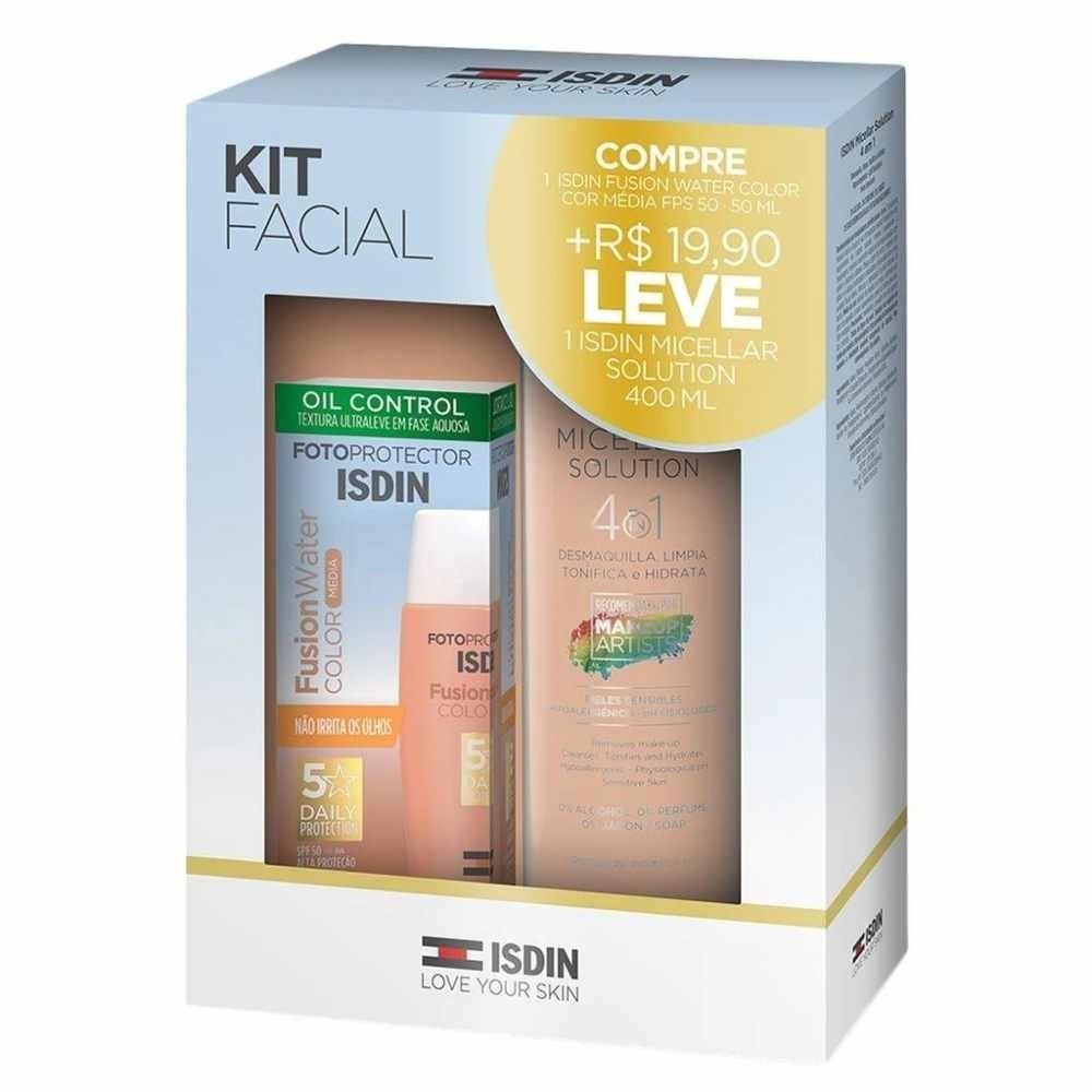 Kit Isdin Protetor Solar Facial Fusion Water Média Fps60 50ml + Água Micelar 400ml Média 1