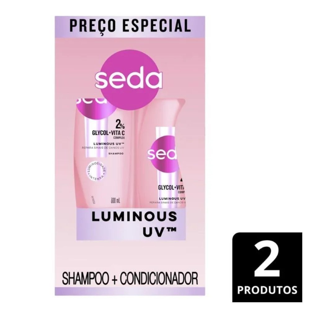Kit Seda Luminous Uv Shampoo 300ml + Condicionador Glycol Com Vita C Complex 190ml ÚNICO 1