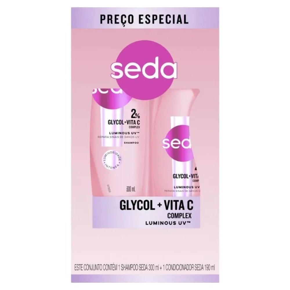 Kit Seda Luminous Uv Shampoo 300ml + Condicionador Glycol Com Vita C Complex 190ml ÚNICO 2