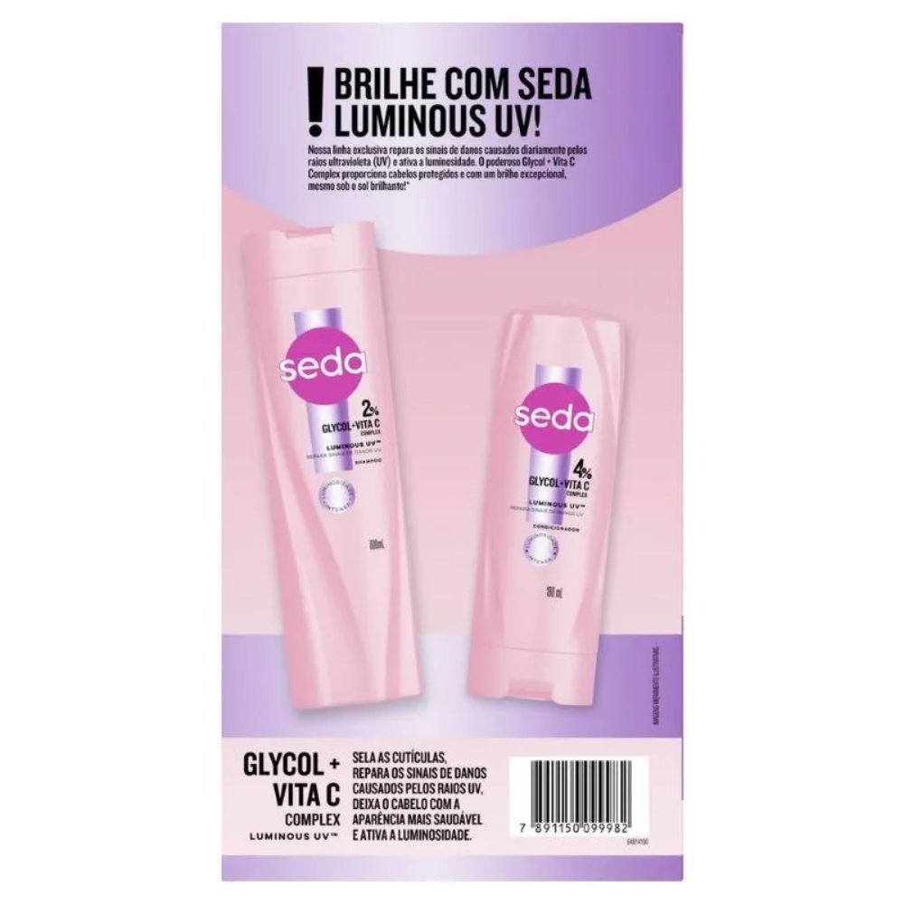 Kit Seda Luminous Uv Shampoo 300ml + Condicionador Glycol Com Vita C Complex 190ml ÚNICO 3