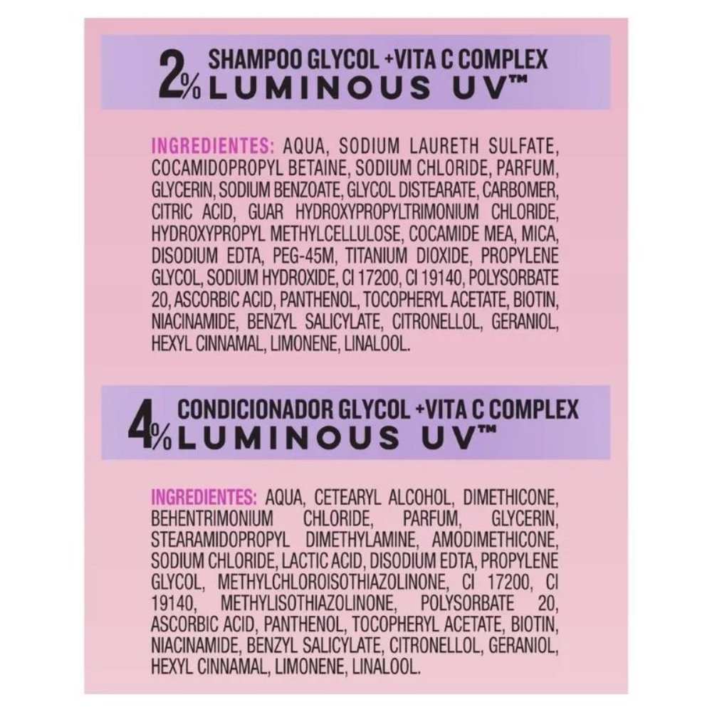Kit Seda Luminous Uv Shampoo 300ml + Condicionador Glycol Com Vita C Complex 190ml ÚNICO 4