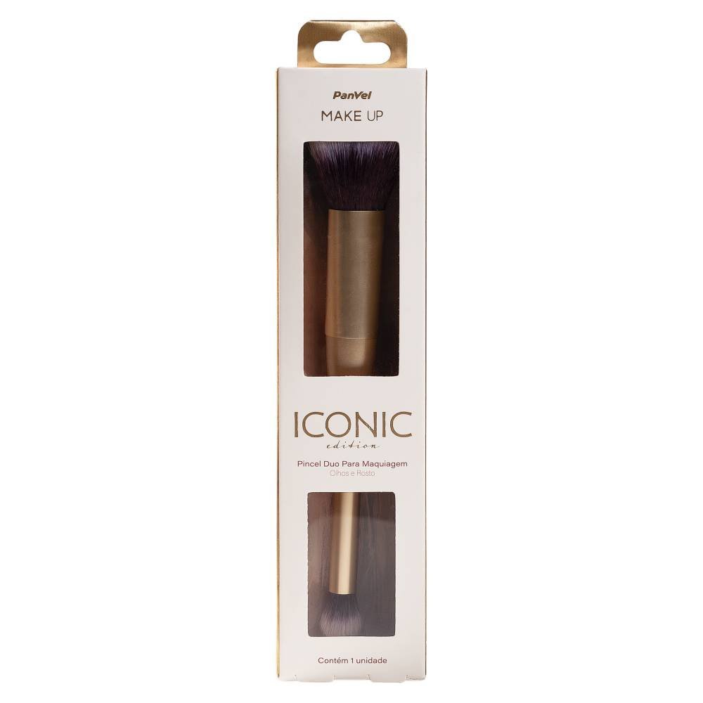 Pincel Duplo Para Maquiagem Panvel Make Up Iconic Edition Dourado 2