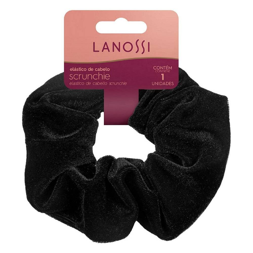 Elástico De Cabelo Lanossi Scrunchie Velvet Preto 1 Unidade