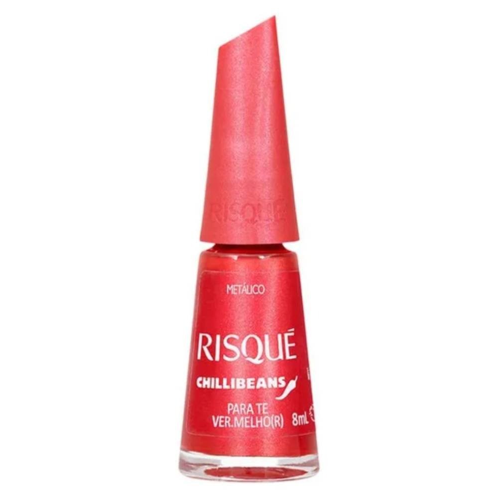 Esmalte Vermelho Risqué & Chilli Beans Para Te Vermelhor Metálico 8ml Para Te Vermelhor 1