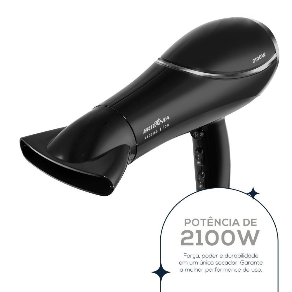 Secador De Cabelo Britânia Bsc2150 Bivolt Preto 2