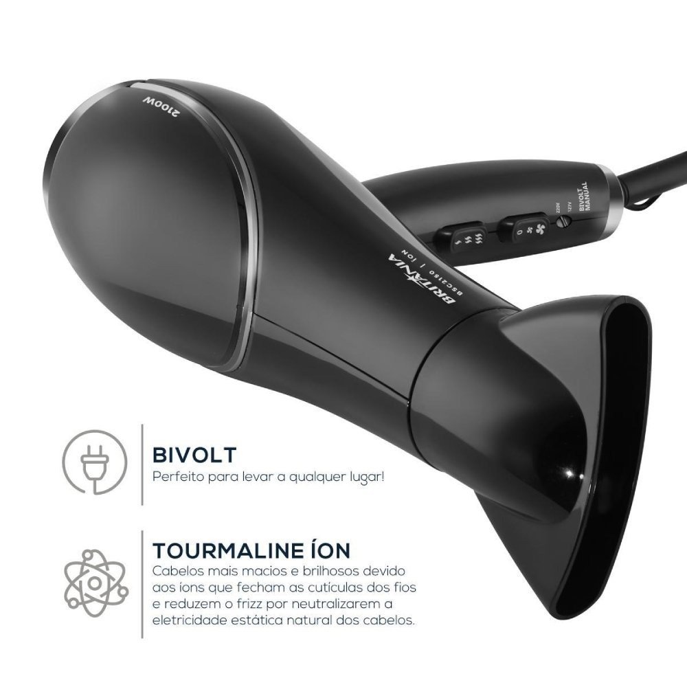 Secador De Cabelo Britânia Bsc2150 Bivolt Preto 3