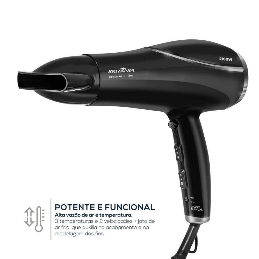 Secador De Cabelo Britânia Bsc2150 Bivolt Preto 4