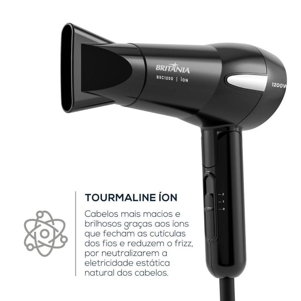 Secador De Cabelo Travel Britânia Bsc1200 Bivolt Preto 4