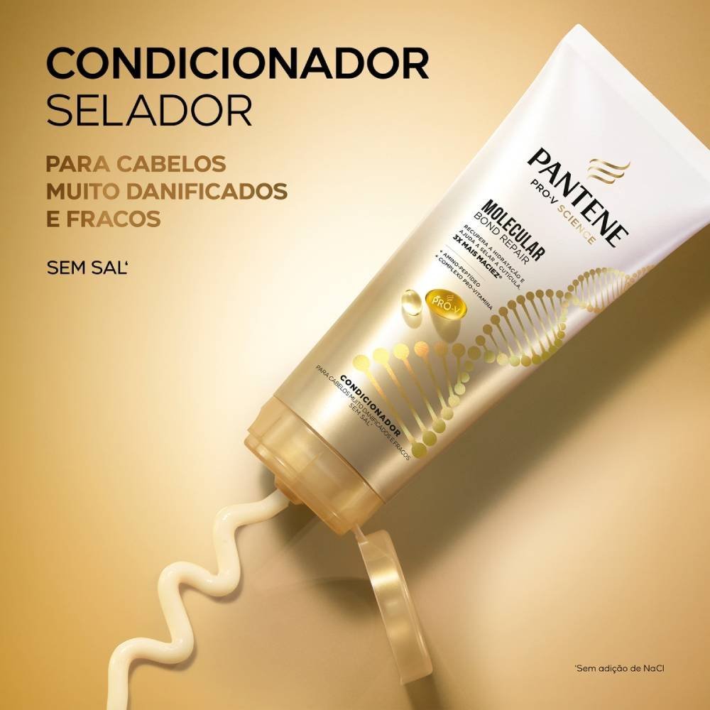 Kit Pantene Molecular Bond Repair Shampoo 300ml + Condicionador 150ml ÚNICO 3