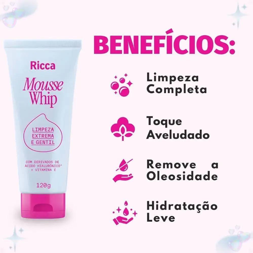 Sabonete Espumado Facial Ricca Mousse Whip 120g 120g 2