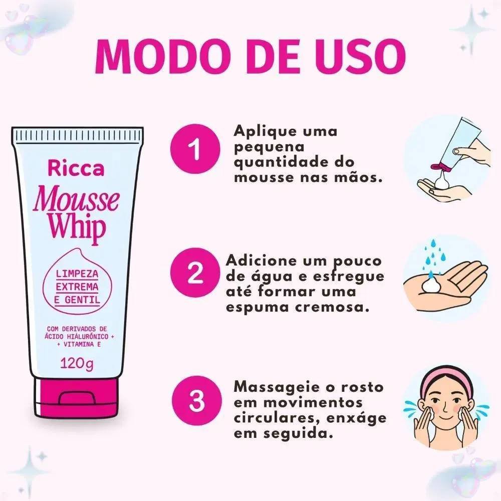 Sabonete Espumado Facial Ricca Mousse Whip 120g 120g 5