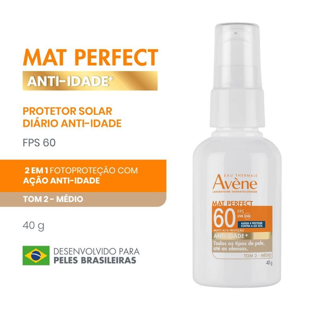 Protetor Solar Facial Avène Mat Perfect Anti-idade Fps60 Médio 40g 40g 3