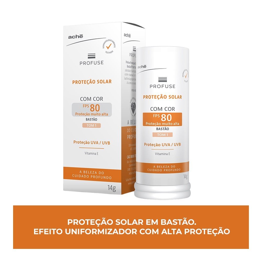 Protetor Solar Facial Stick Profuse Tom 1 Fps80 14g 0,4ml 2