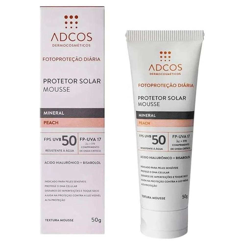 Protetor Solar Facial Adcos Mousse Mineral Peach Fps50 40g 40g 2