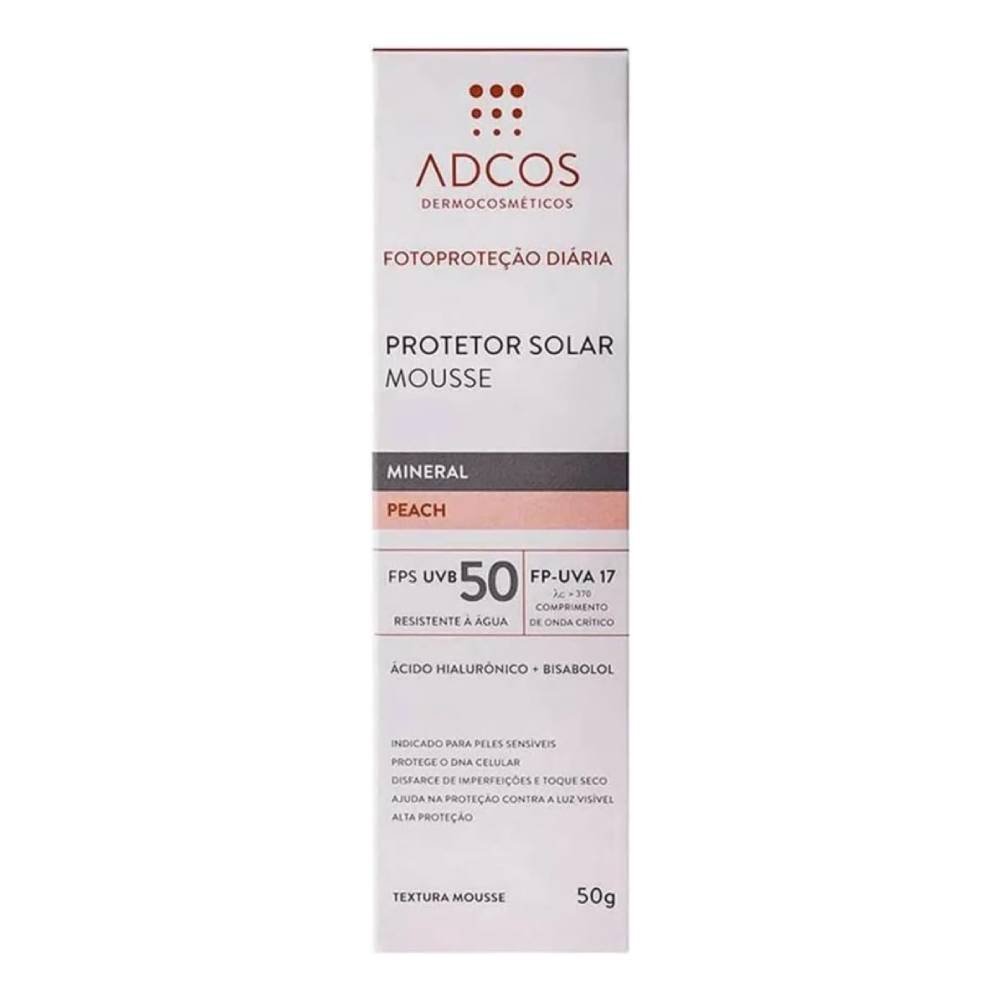 Protetor Solar Facial Adcos Mousse Mineral Peach Fps50 40g 40g 3