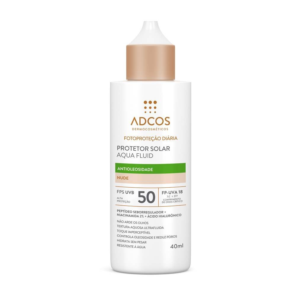 Protetor Solar Facial Adcos Aqua Fluid Antioleosidade Nude Fps50 40ml