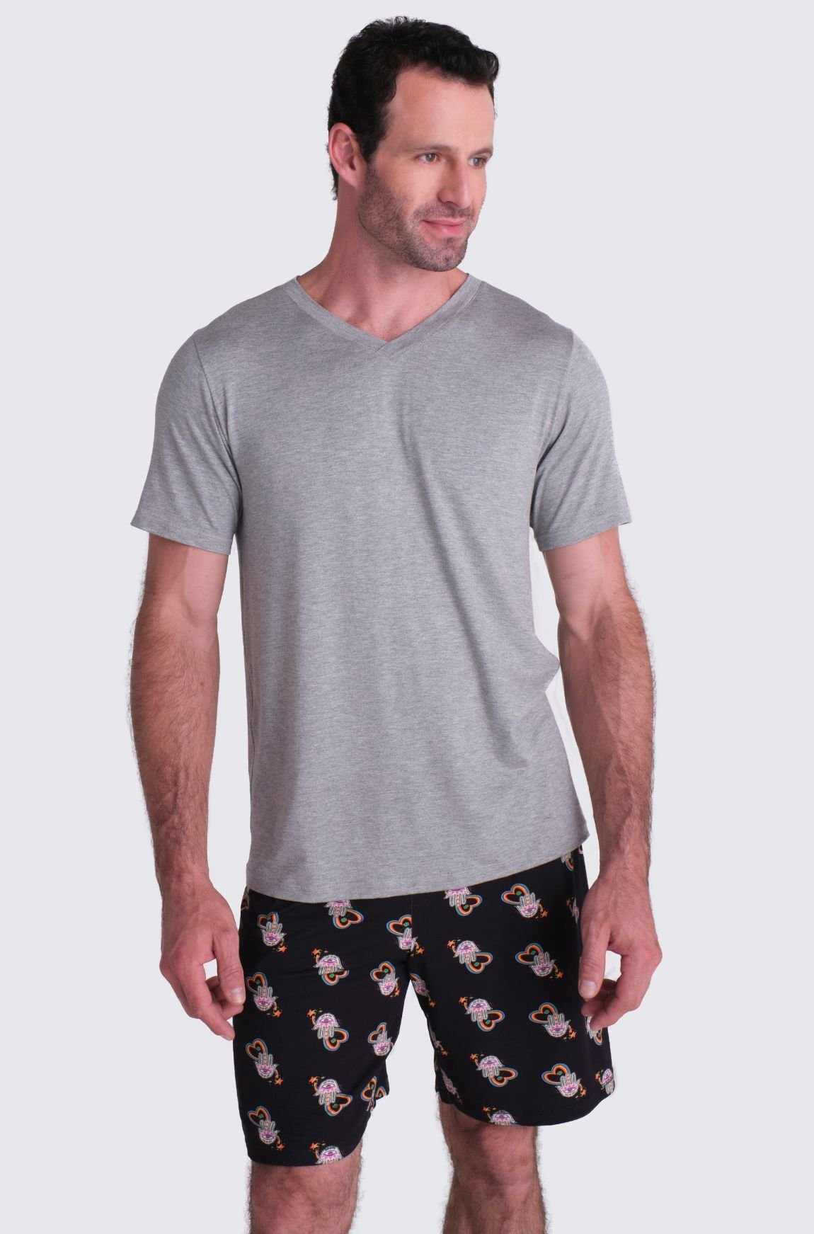 Pijama Curto Malha Boa Sorte Masculino Multicores 1