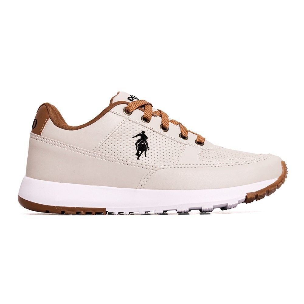 Tênis Masculino Polo Elite Conforto Dia a Dia Macio Leve Bege 2