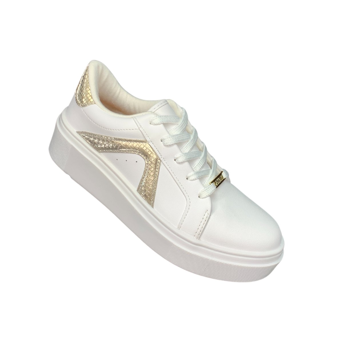 Tênis Casual Feminino Vizzano 133933127673- Branco/ Dourado Branco 2