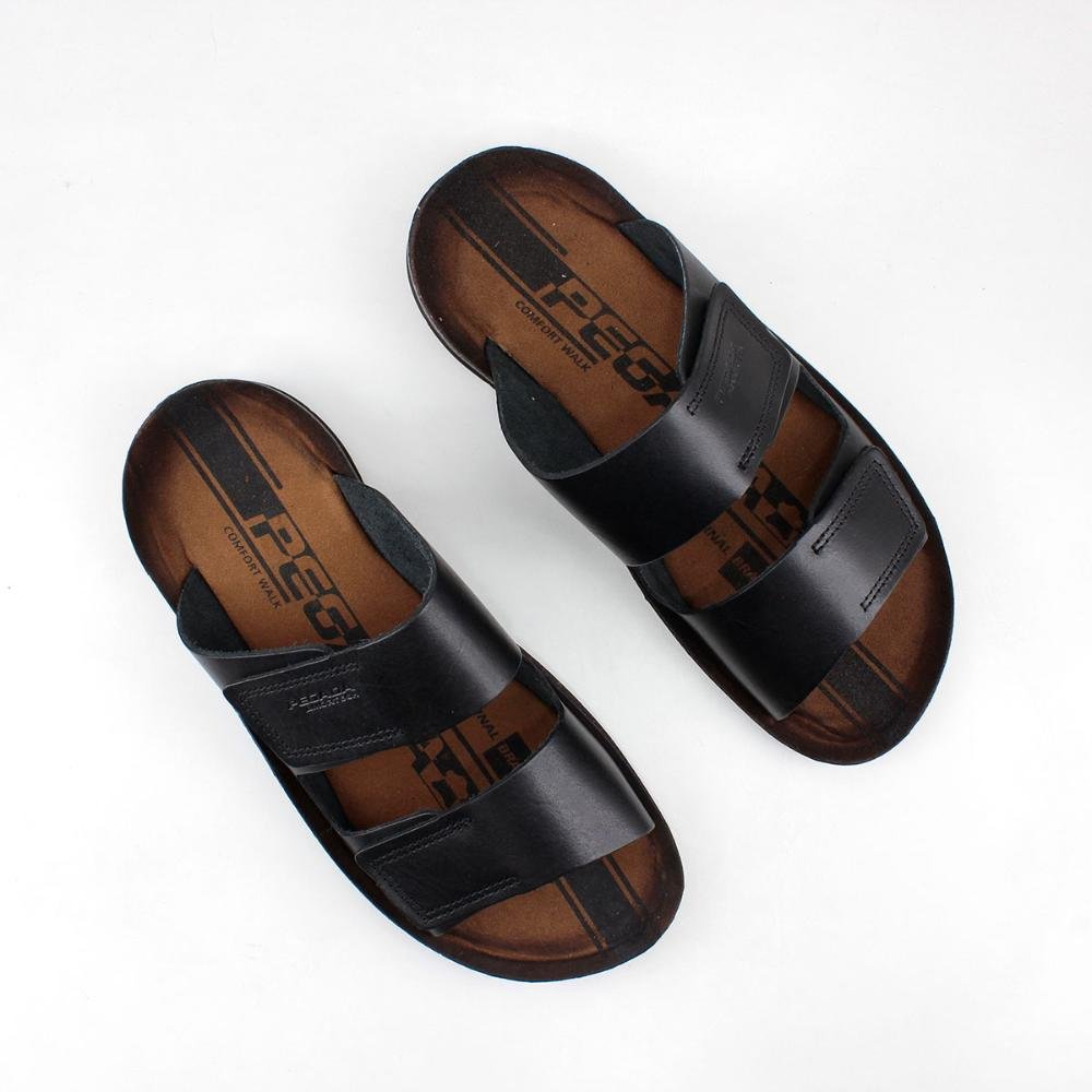 Chinelo Slilde Pegada Couro Masculino Preto Preto Preto 3