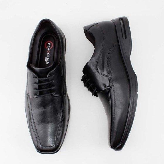 Sapato Social Smart Democrata Spot Couro 448026 Preto Preto 4