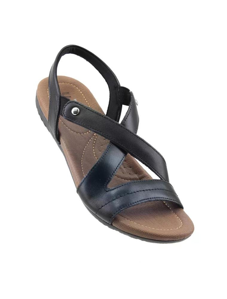 Sandália Papete Feminina Usaflex R1804 Couro Preto Preto 2