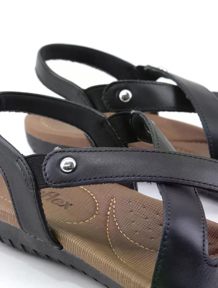 Sandália Papete Feminina Usaflex R1804 Couro Preto Preto 4