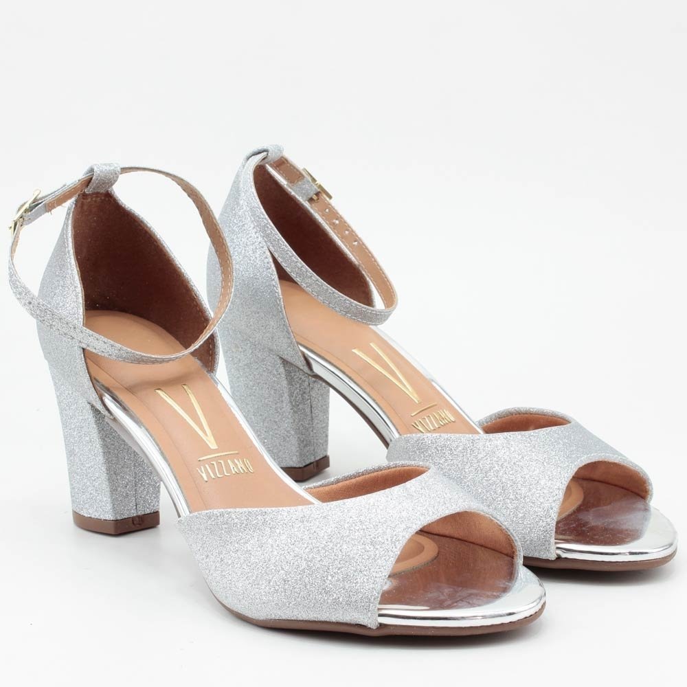 Sandália Vizzano Salto Glitter 6262-406 Prata