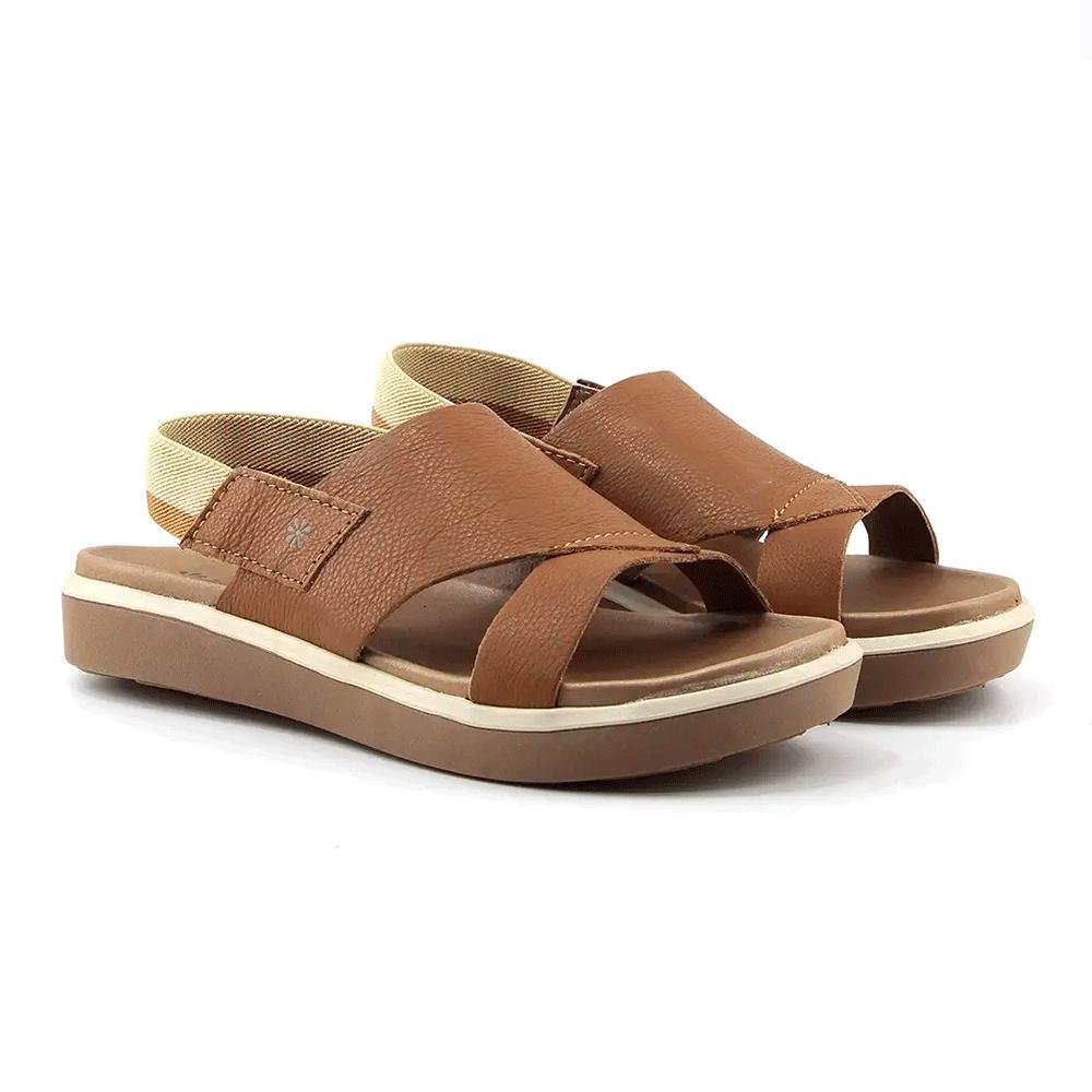 Sandalia Feminina New Face Couro Whisky Marrom 3