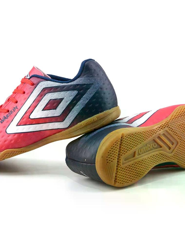 Chuteira Futsal Umbro Warskin Jr U07fb00184 Cereja Vermelho/Azul 3