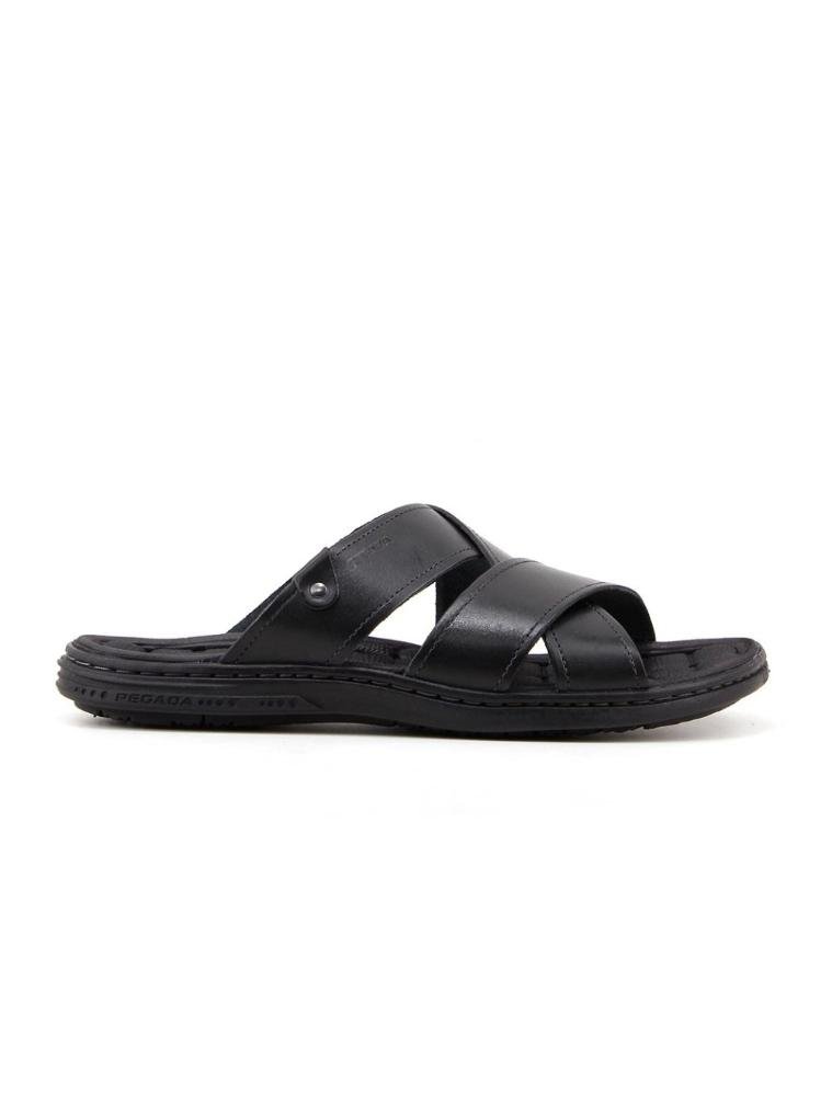 Chinelo Pegada em Couro 131285 Preto Preto 1