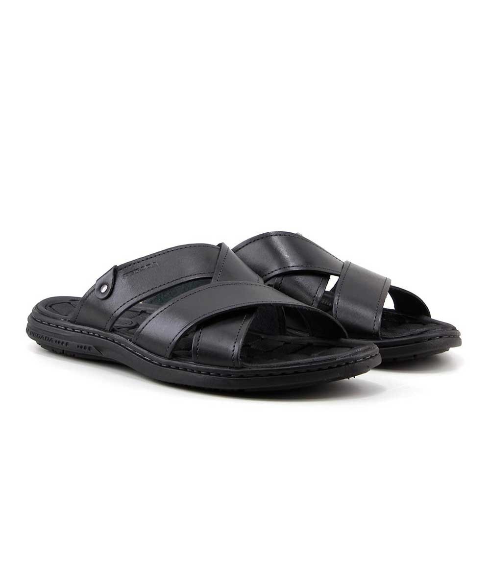 Chinelo Pegada em Couro 131285 Preto Preto 3