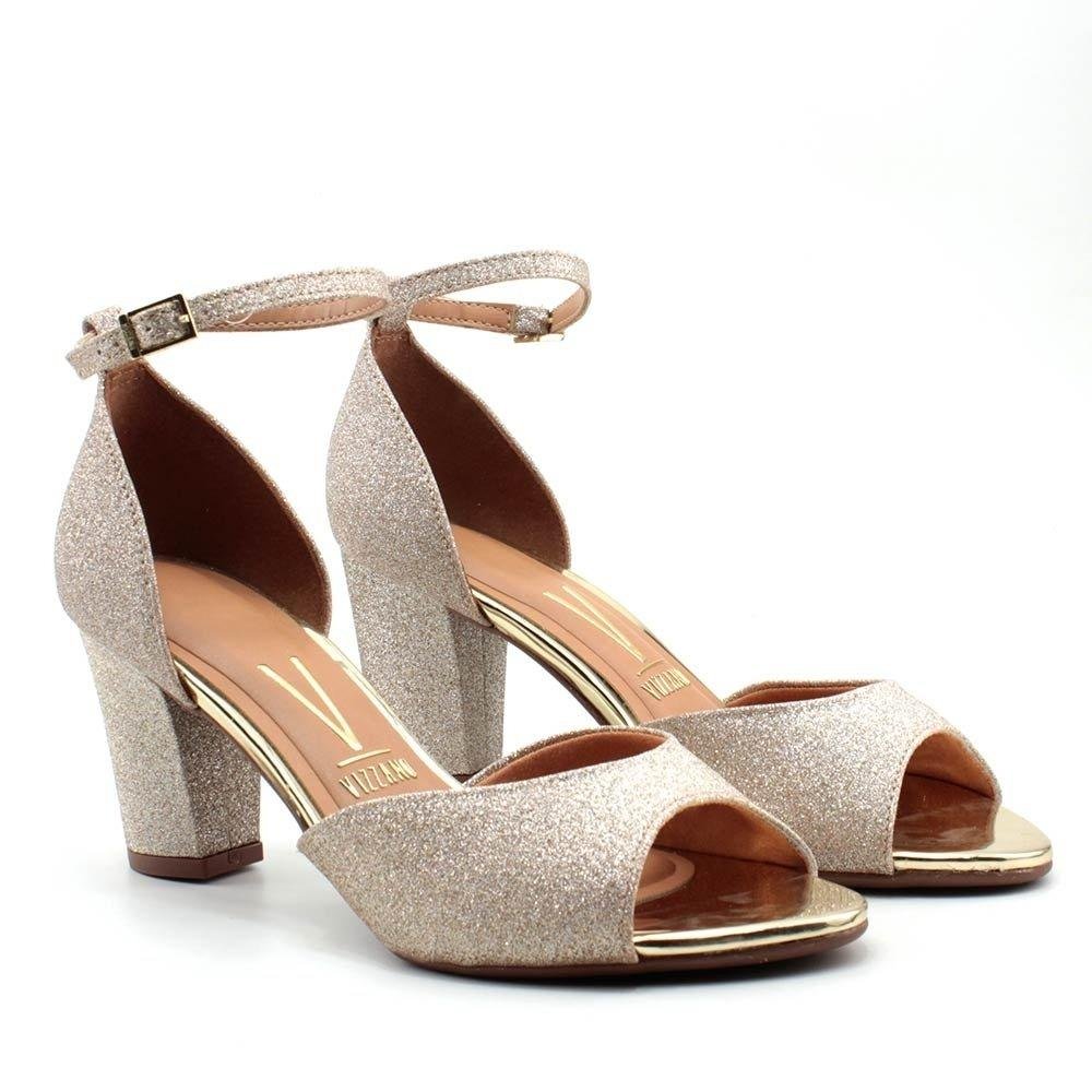 Sandália Vizzano Salto Glitter 6262-406 Dourado