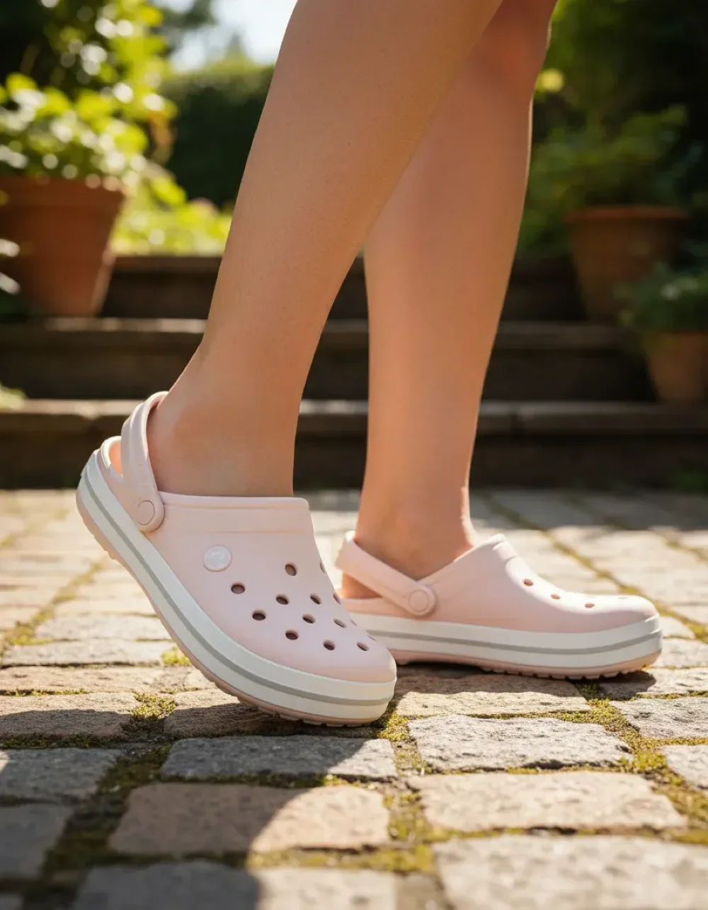 Sandália Clog Crocs Crocband Rosa/Azul Bege 2