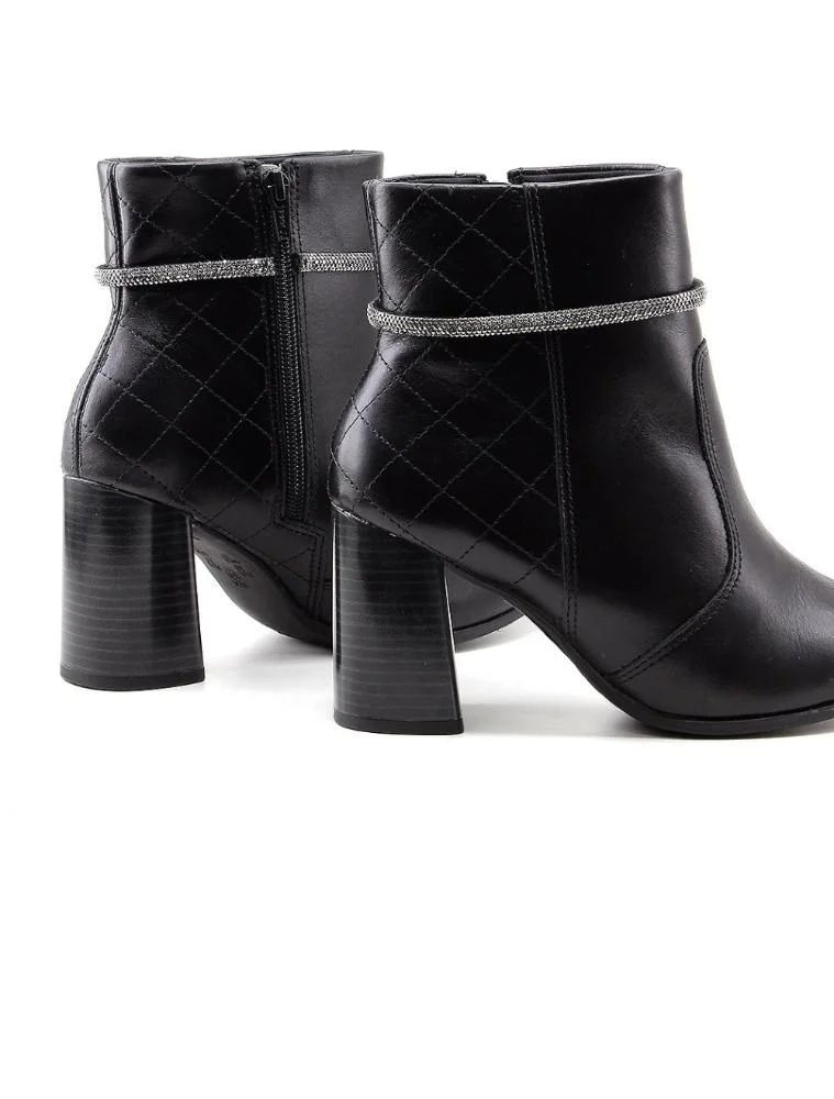 Bota Cano Curto Ramarim Strass Couro Preto Preto 5